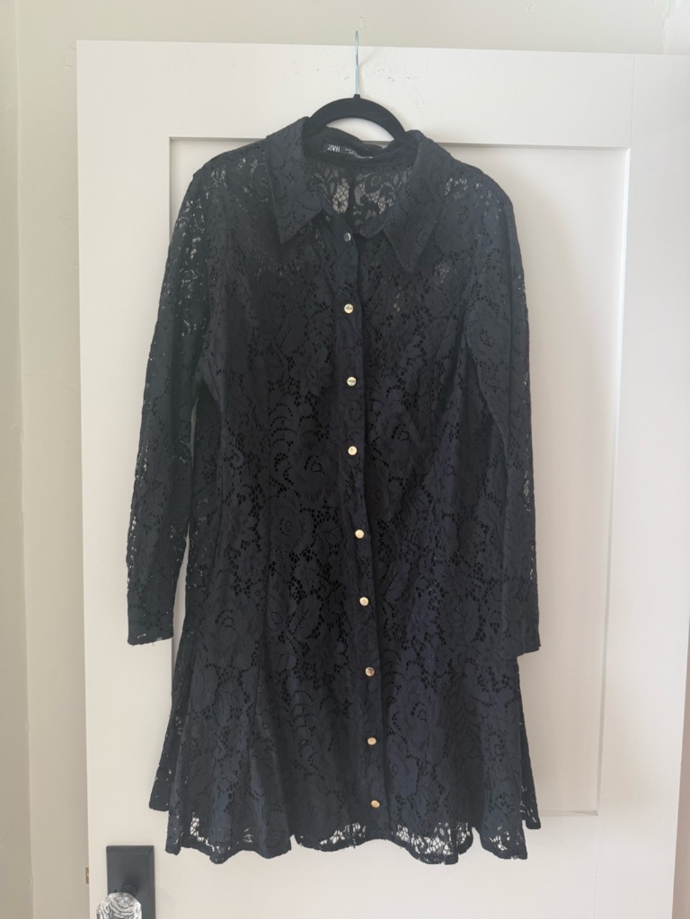 Zara Black Lace Button-Front Dress Sz XL